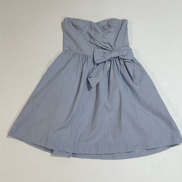 Lilly Pulitzer Strapless Blue White Bow Dress Size Medium - Picture 1 of 6